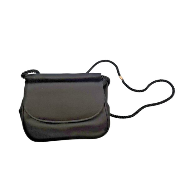 Bloomingdale’s Vintage Black Satin Evening Shoulder Bag Purse 80s 90s Formal - Picture 2 of 9